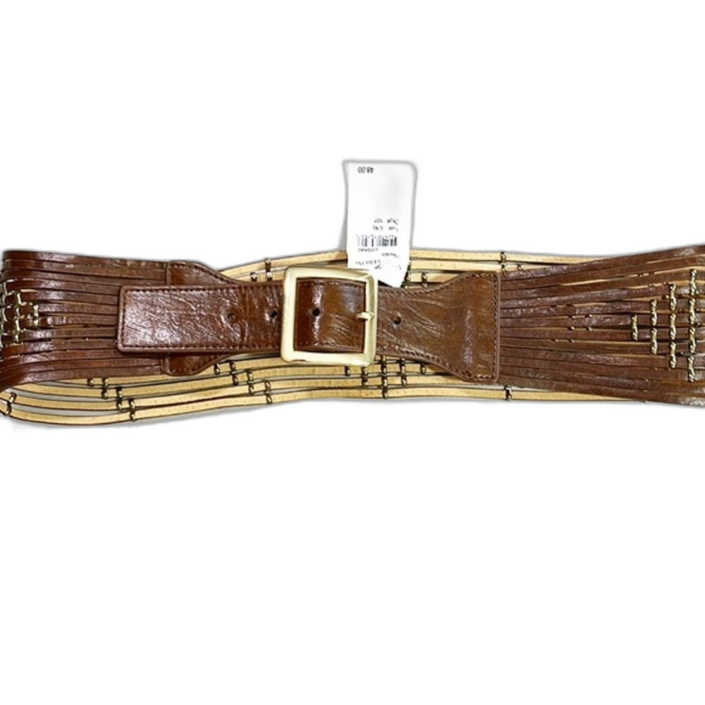 Steve Madden Faux Leather Cut Out Belt Cognac Size Large/X-LARGE NWT